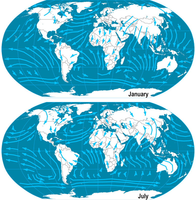 Seasonal Variations of Major Global Wind Patterns | The Geography of Transport Systems