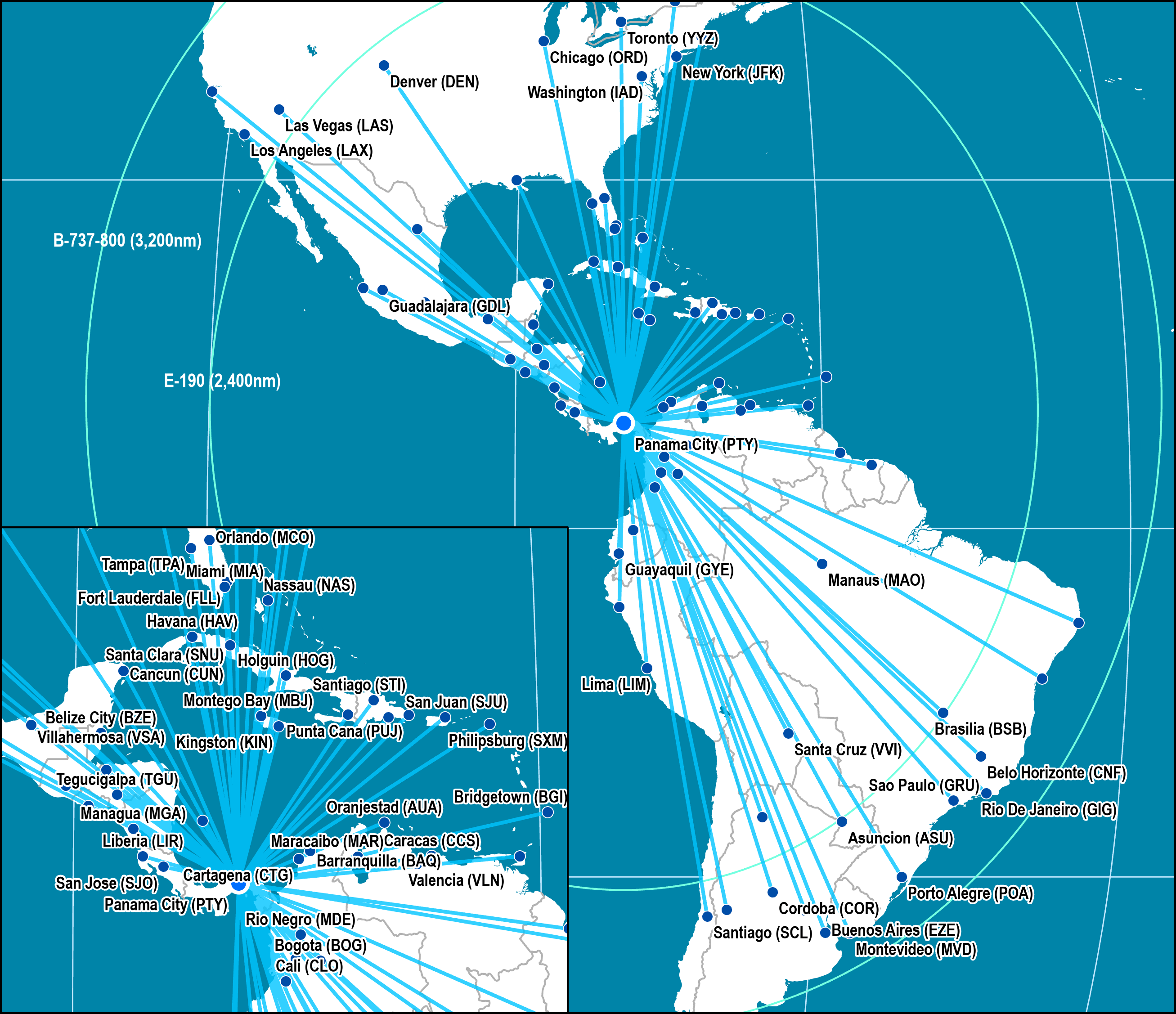 Copa Airlines Destinations Map Latitudinal Intermediacy: Copa Airlines | The Geography Of Transport Systems