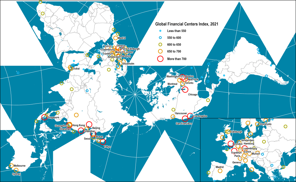Map Financial Centers World