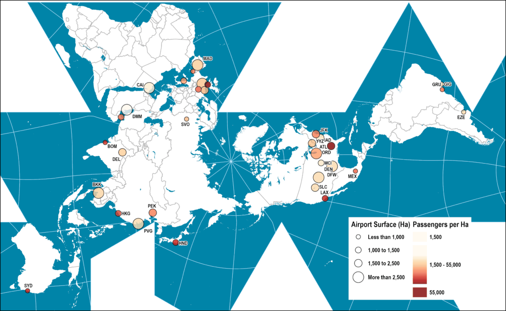 Map-Largest-Airports-Hectare | The Geography of Transport Systems