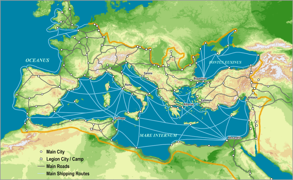 The Roman Empire, c125 AD | The Geography of Transport Systems