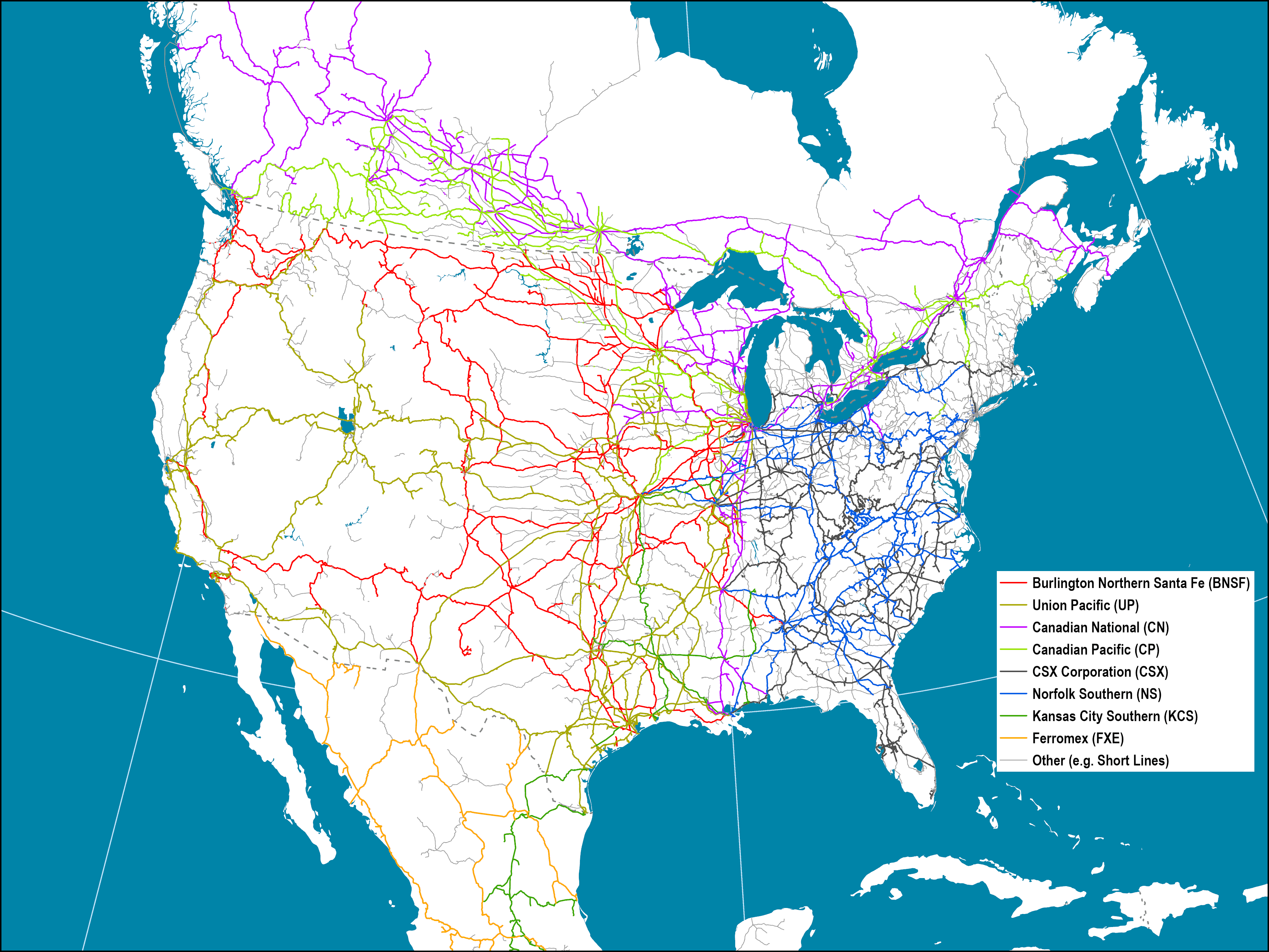 Ownership Of Major North American Rail Lines 21 The Geography Of Transport Systems