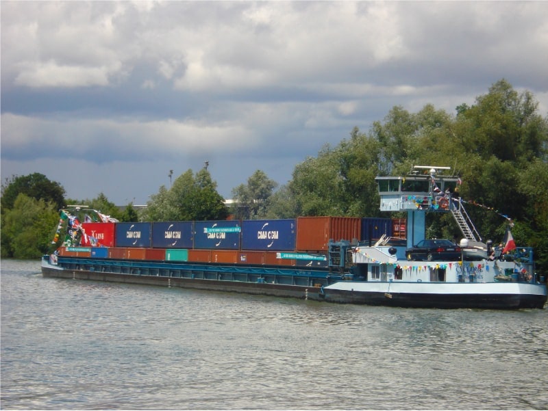 Container Barge, Seine River The Geography of Transport Systems