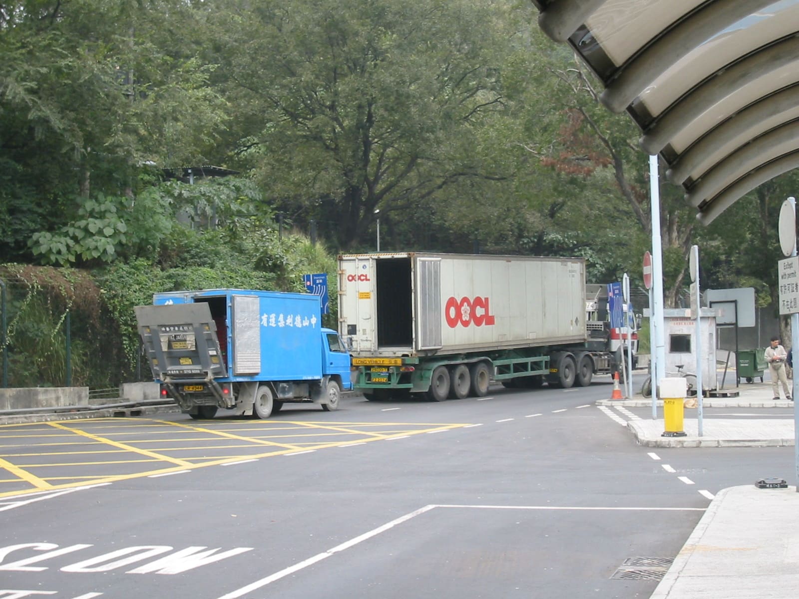 Emty Trucks Border Hong Kong Shenzhen