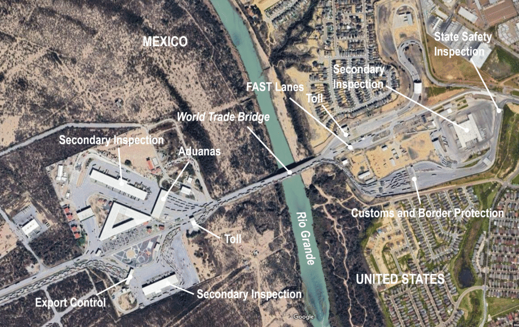 The Laredo Commercial Vehicle Border Crossing (World Trade Bridge / Laredo IV) | The Geography of Transport Systems